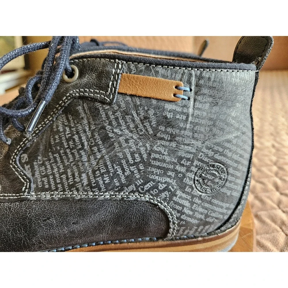 Steve Madden Men's Navy Blue Leather Newsprint Lace-Up Oxford Shoes, Size 12